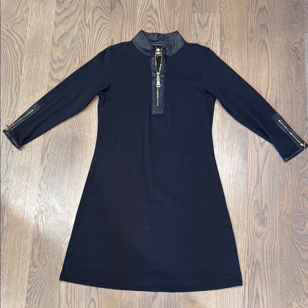 Spartina 449 Blue A-Line Dress with Leather Accents - XS